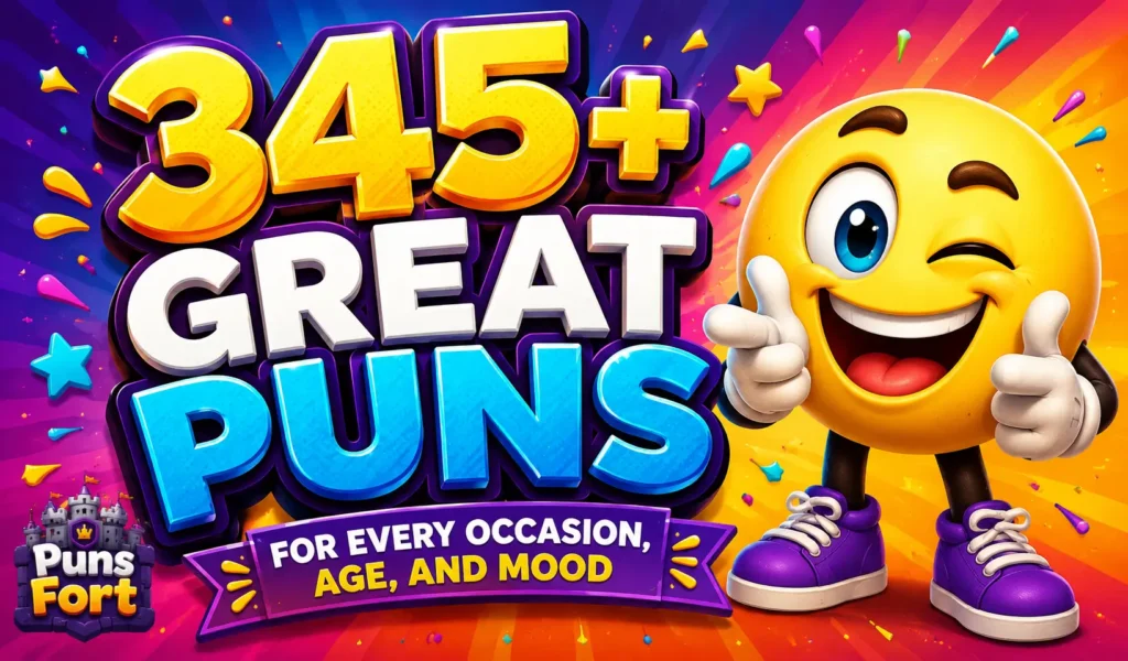 Great puns thumbnail featuring colorful playful typography for funny wordplay on every occasion