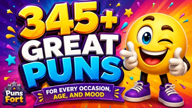 Great puns thumbnail featuring colorful playful typography for funny wordplay on every occasion